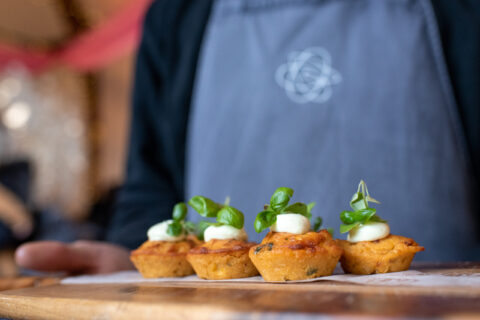 Canape - Sweetcorn Jungle Cake, Avocado All Inclusive Wedding Venue in Sussex