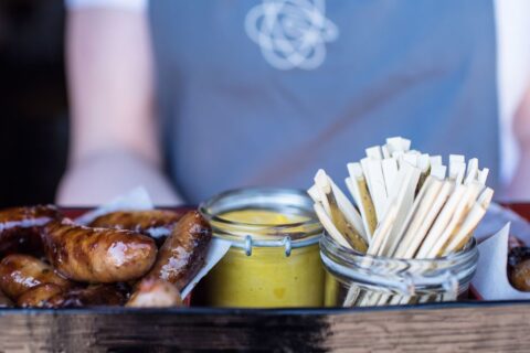 Free range pork chipolata with American maple mustard Free range pork chipolata with American maple mustard