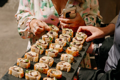 Handmade sausage roll, mature cheddar & ploughman's pickle A Barn Wedding Venue in Sussex